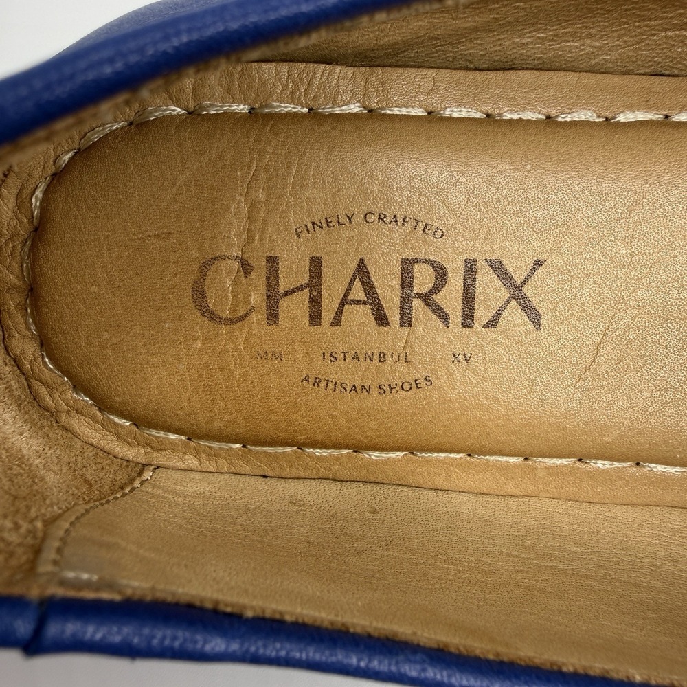 Charix Istanbul Blue Leather Handmade Slip On Flats Women's US 9.5 EU 40 - Picture 10 of 11